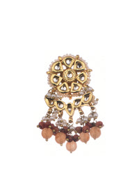 Brown And Gold Kundan Short Necklace Set With Stones