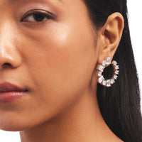 Silver Studded Circular Earrings