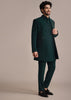 Teal Indowestern Set With Hand Work For Men