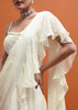 White Embroidered Silk Blouse And Skirt With Attached Dupatta