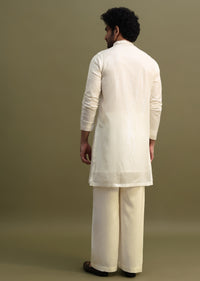 White Gold Sequin Kurta With Loose Fitted Pants