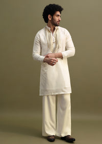 White Gold Sequin Kurta With Loose Fitted Pants