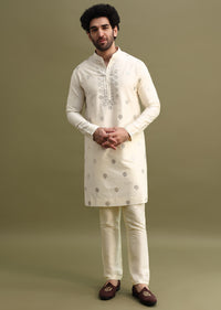 Yellow Shaded Gold Foil Apllique Work On Kurta Jacket Set