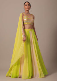 Green Embroidered Lehenga Set