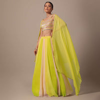 Green Embroidered Lehenga Set