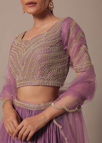 Purple Sequin Embroidered Lehenga Set