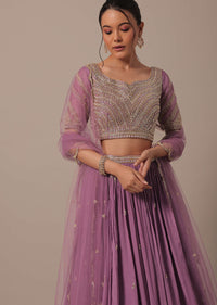 Purple Sequin Embroidered Lehenga Set