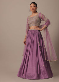 Purple Sequin Embroidered Lehenga Set