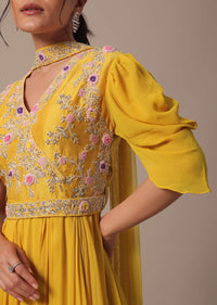 Yellow Embellished Anarkali Set