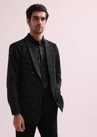 Aditya Roy Kapur In Our Black Double Layered Indo Western Jacket With Shirt And Pant