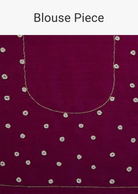 Burgundy Purple Saree In Organza With Embroidery