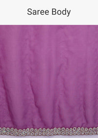 Burgundy Purple Saree In Organza With Embroidery