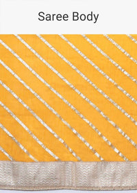 Amber Yellow Saree In Silk With Gotta Work Stripes And Border Online - Kalki Fashion