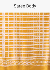 Amber Yellow Batic Printed Crepe Saree