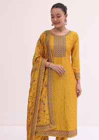 Amber Yellow Silk Kurta Pant Set