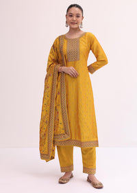 Amber Yellow Silk Kurta Pant Set