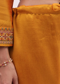 Amber Yellow Silk Kurta Pant Set