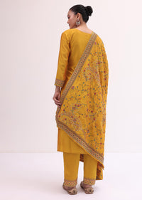 Amber Yellow Silk Kurta Pant Set