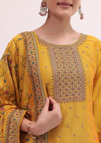 Amber Yellow Silk Kurta Pant Set