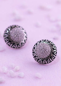 American Diamond Sterling Silver Stud Earrings Online - Kalki Fashion