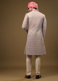 Angel Fall Blue Silk Sherwani Set In Sequins And Threadwork