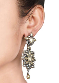 Antique Gold Plated Earrings Hand Crafted In Floral Design Made In Sterling Silver By Sangeeta Boochra