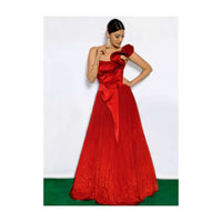 Anushka Ranjan in Kalki Scarlet Red Gown In Crepe And Dupion With Fancy Ruffle Details