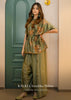 Tea Green Satin Peplum Top And Dhoti Pants With A Floral Print