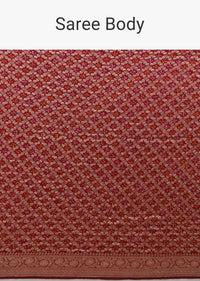 Apple Red Saree In Georgette With Bandhani Print And Weaved Checks Online - Kalki Fashion