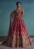 Apple Red Embroidered 16 Kali Bridal Lehenga In Raw Silk With Hand Embroidery