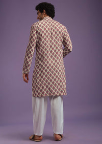 Apple Red Kurta Set In Art Silk With Cut Dana, Beads, And Motifs