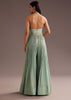 Aqua Blue Cut Dana Indowestern Jumpsuit