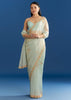 Aqua Blue Organza Tissue Saree With Multicolor Border
