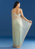 Aqua Blue Organza Tissue Saree With Multicolor Border