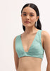 Aqua Blue Embroidered Organza Saree With Unstitched Blouse