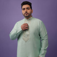 Aqua Green Embroidered Kurta Set