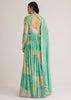 Aqua Green Printed Anarkali With Embroidered Dupatta