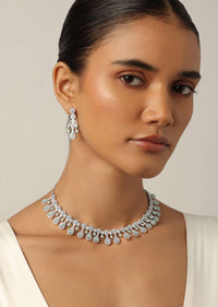 Aqua Necklace Set With Synthetic Stones And White Zirconia