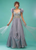 Lavender Purple Ball Gown In Organza With Ruffle Frills And Embroidery