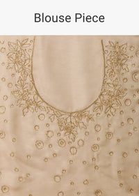 Autumn Blonde Saree In Organza With Cut Dana Embroidered Scallop Cut Border In Delicate Modern Motifs