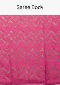 Azalea Pink Saree In Silk With Lurex Woven Chevron Design And Bandhani Unstitched Blouse