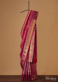 Azalea Pink Intricately Woven Kanjivaram Saree In Pure Silk With Unstitched Blouse