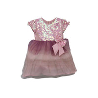 Baby Pink Dress With Pleated Net Frill And Sequins Bodice By Fayon Kids