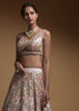 Baby Pink Lehenga Choli In Raw Silk With Hand Embroidered Resham Flowers