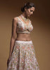 Baby Pink Lehenga Choli In Raw Silk With Hand Embroidered Resham Flowers