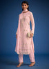 Baby Pink Organza Embroidered Straight Kurta Set