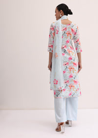 Baby Blue Linen Kurta Palazzo Set