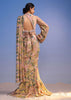 Baby Pink Ready-To-Wear Tiered Ruffle Saree With Floral Print