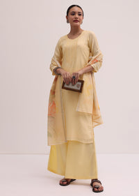 Baby Yellow Linen Kurta Palazzo Set