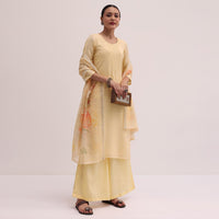 Baby Yellow Linen Kurta Palazzo Set